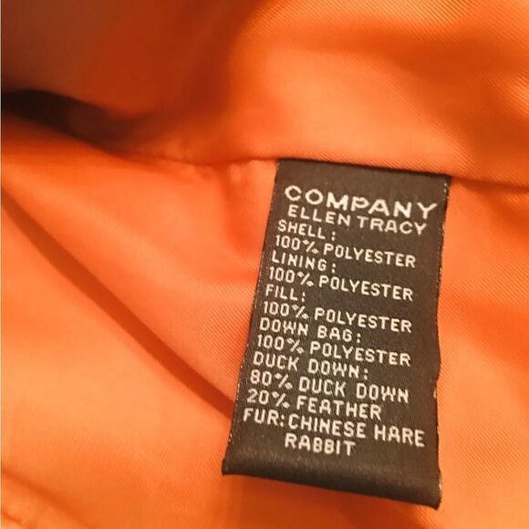 Ellen Tracy Duck Down Puffer Jacket with Chinese Rabbit Fur Collar and Sleeves - Picture 12 of 13